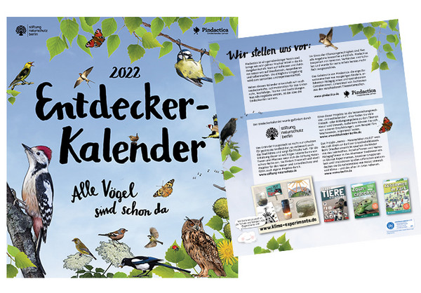 Titelblatt der Kalenders mit Vögeln und Pflanzen