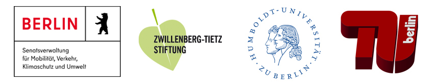 Logos: SenUMVK, TU Berlin, Humboldt Universität, Zwillenberg-Tietz Stiftung 